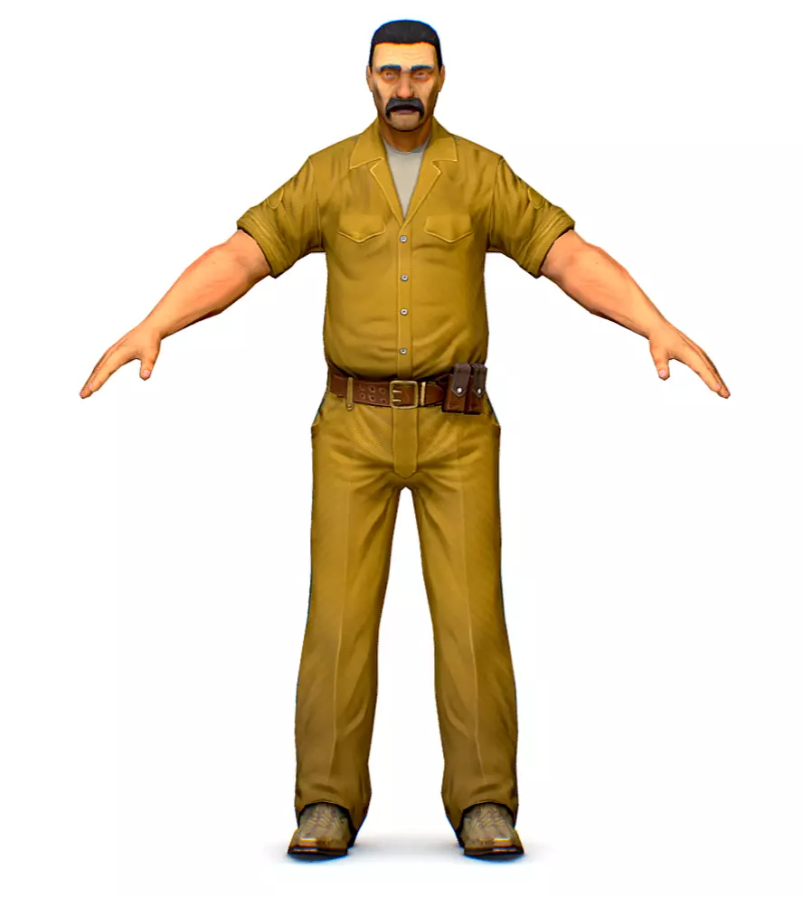LowPoly Man Boss Slave Driver Chief Solder Low-poly 3D model_0