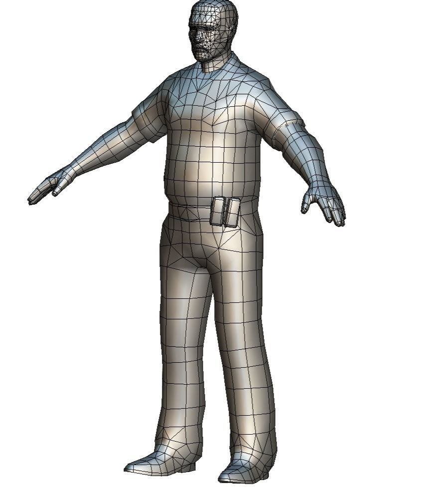 LowPoly Man Boss Slave Driver Chief Solder Low-poly 3D model_5