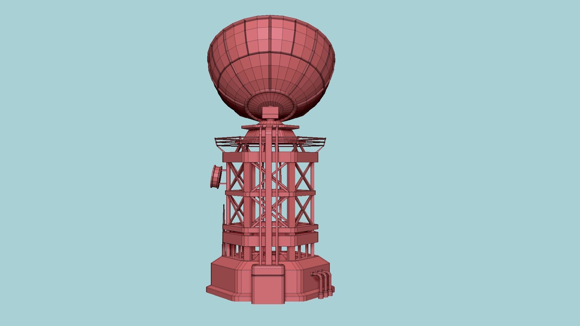 SciFi Antenna Tower A01 White Blue - Sci Fi Exterior Design Low-poly 3D model_16
