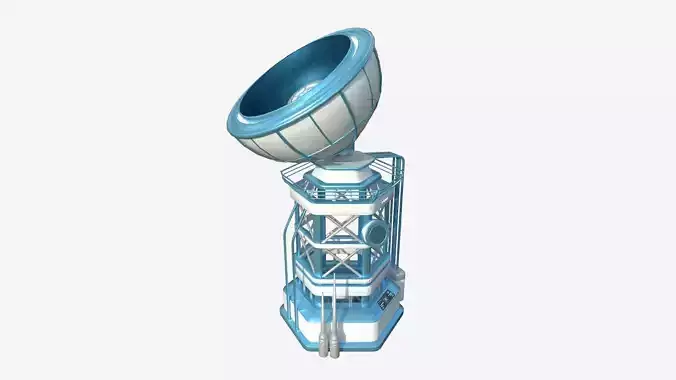 SciFi Antenna Tower A01 White Blue - Sci Fi Exterior Design Low-poly 3D model