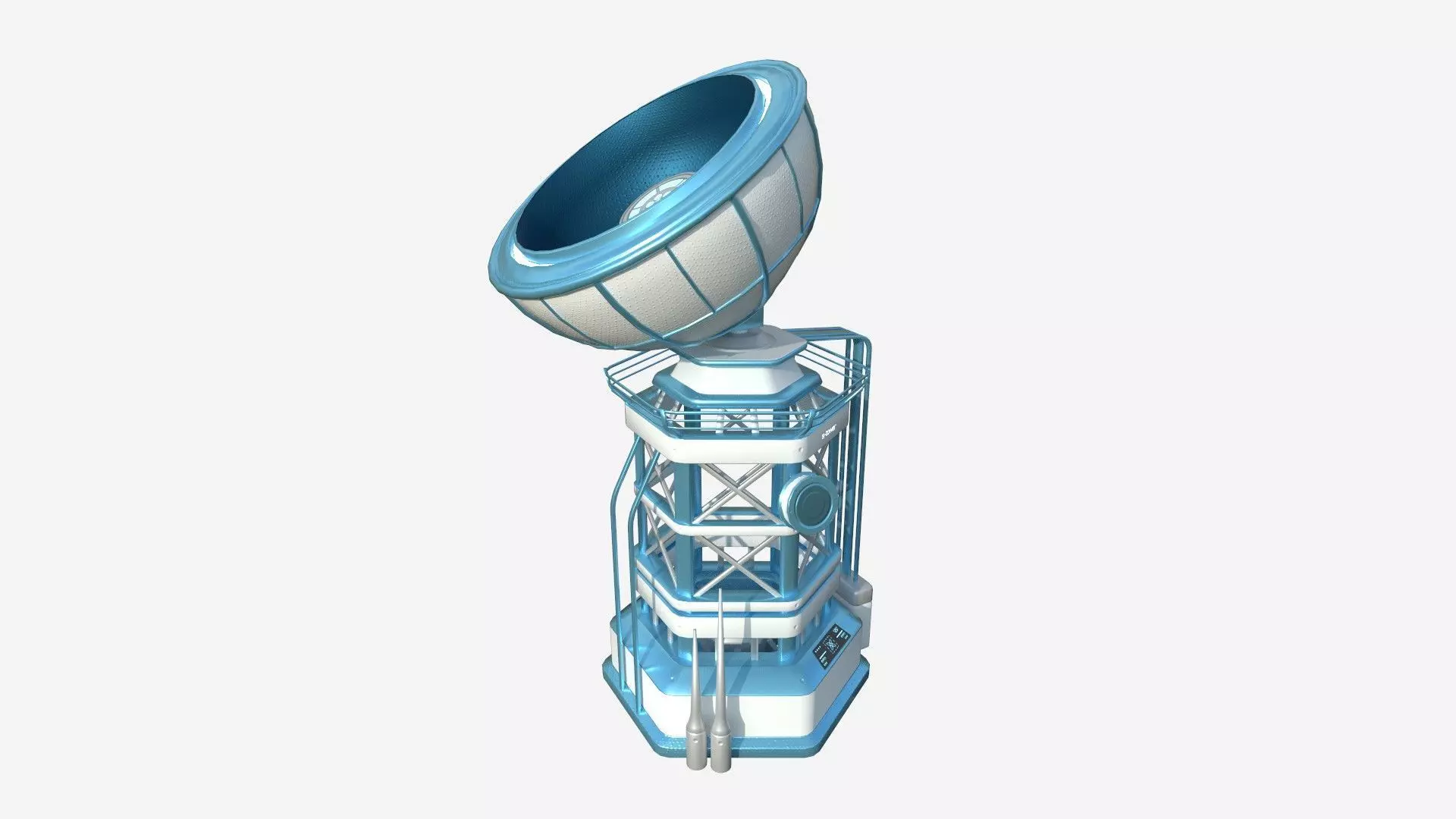 SciFi Antenna Tower A01 White Blue - Sci Fi Exterior Design Low-poly 3D model_0