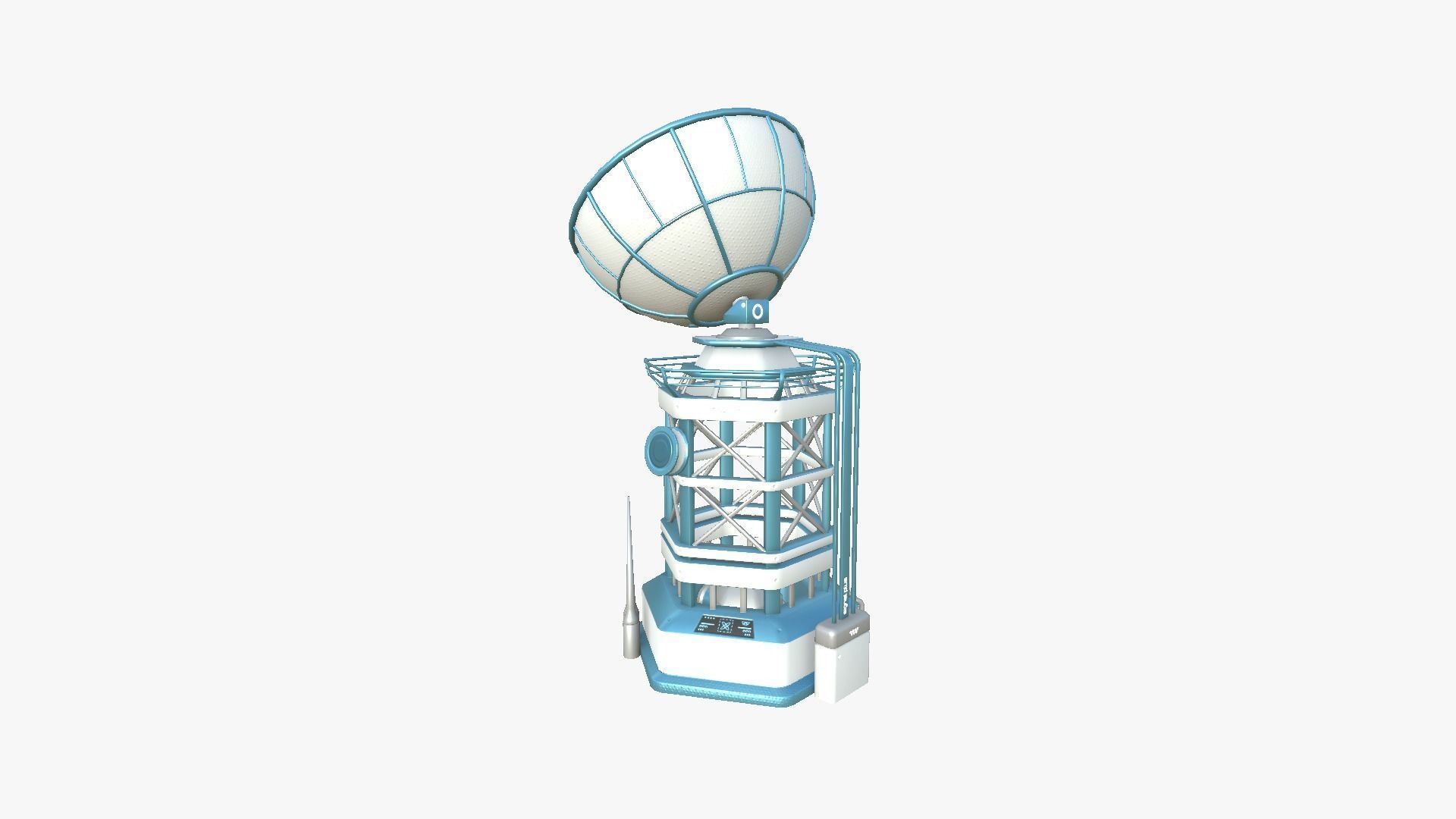 SciFi Antenna Tower A01 White Blue - Sci Fi Exterior Design Low-poly 3D model_2