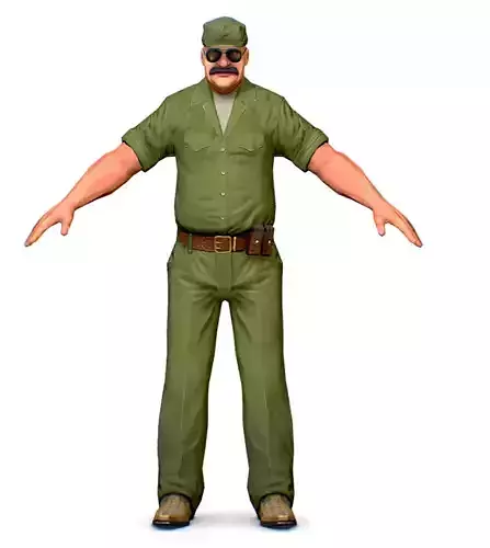 LowPoly Man Boss Slave Driver Chief Solder Low-poly 3D model