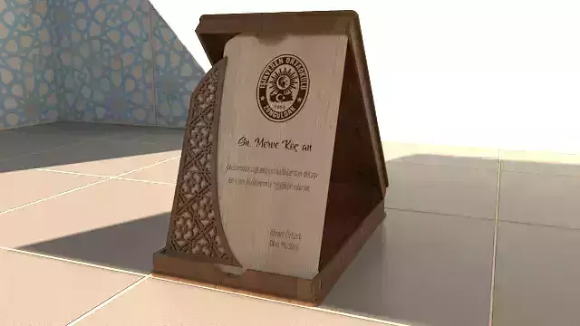 3D Wooden MDF Plaque Elegant Design 14x23x3 cm