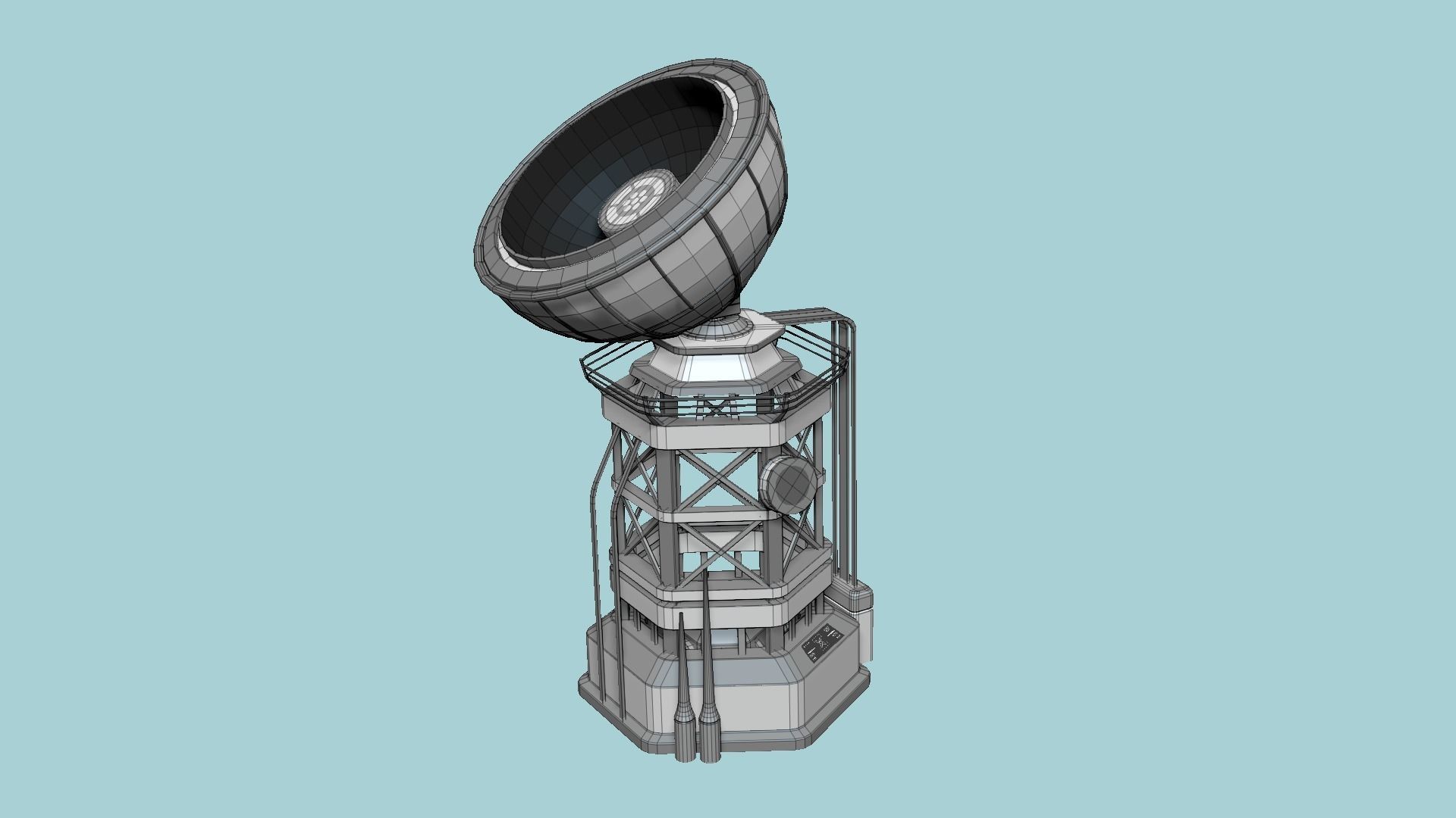 SciFi Antenna Tower A02 White Gray - Sci Fi Exterior Design Low-poly 3D model_6