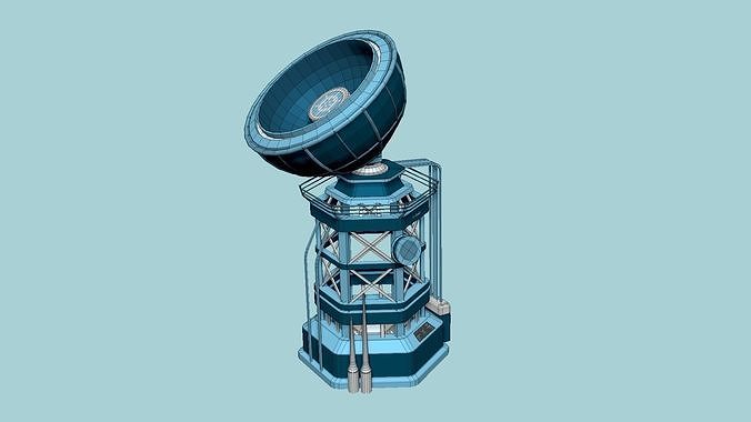 SciFi Antenna Tower A03 Blue - Sci Fi Exterior Design Low-poly 3D model 7
