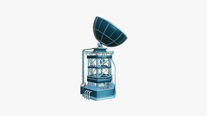SciFi Antenna Tower A03 Blue - Sci Fi Exterior Design Low-poly 3D model 4