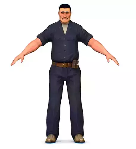 LowPoly Man Boss Slave Driver Chief Low-poly 3D model