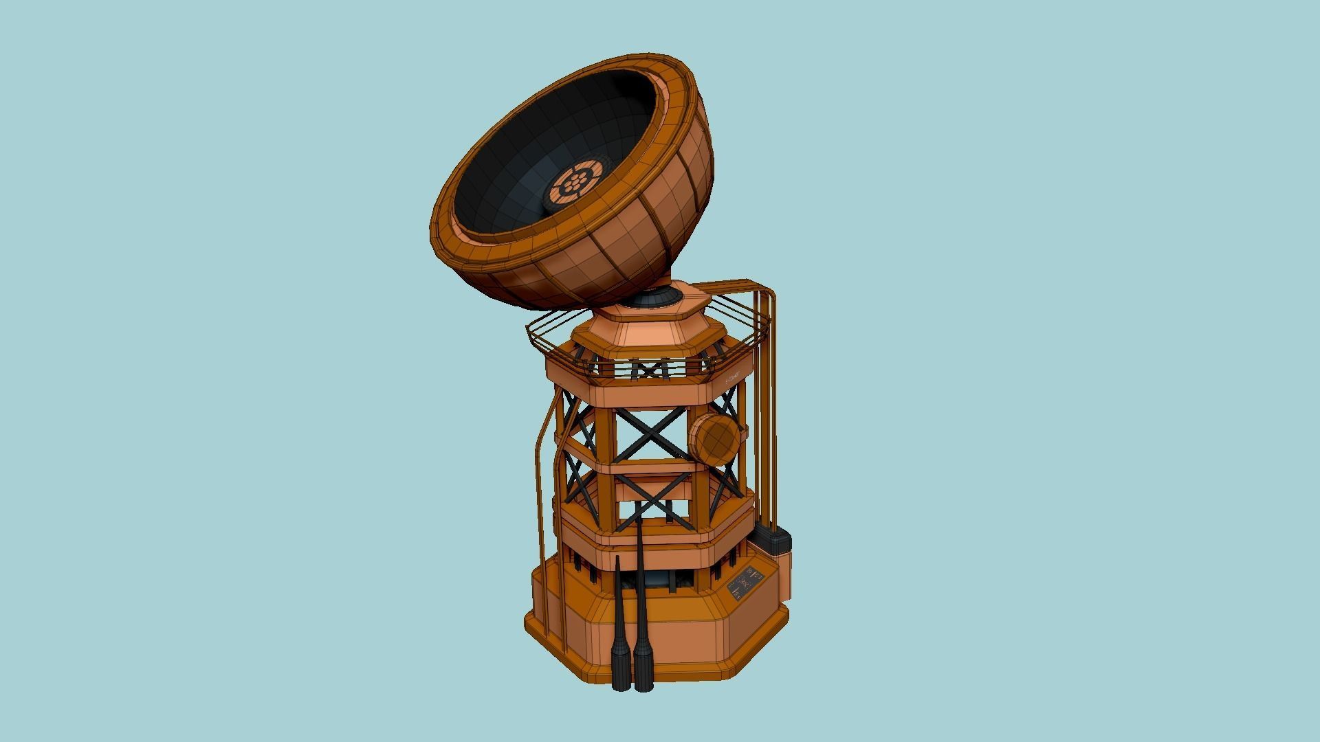 SciFi Antenna Tower A04 Orange - Sci Fi Exterior Design Low-poly 3D model_6