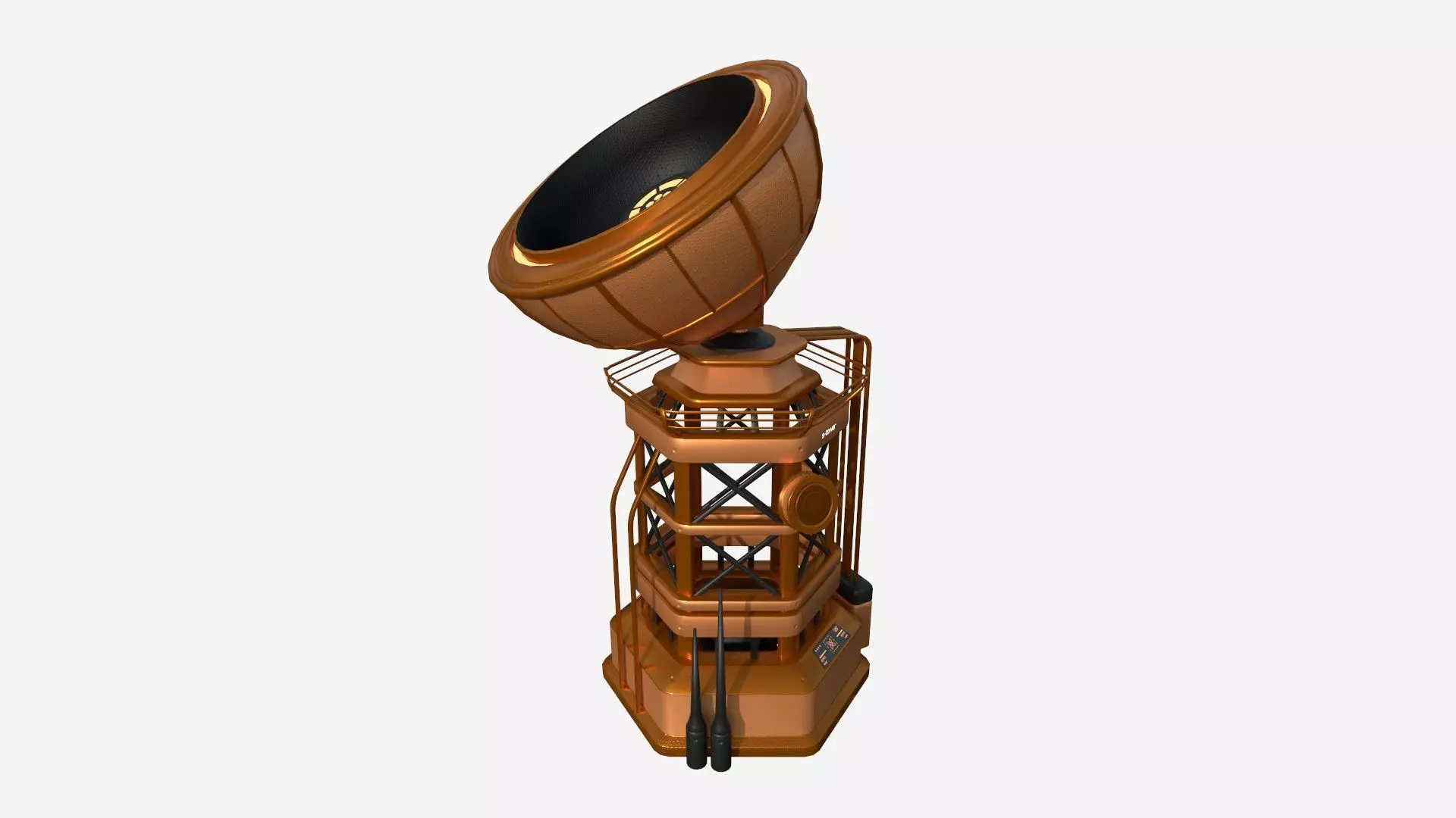 SciFi Antenna Tower A04 Orange - Sci Fi Exterior Design Low-poly 3D model_0