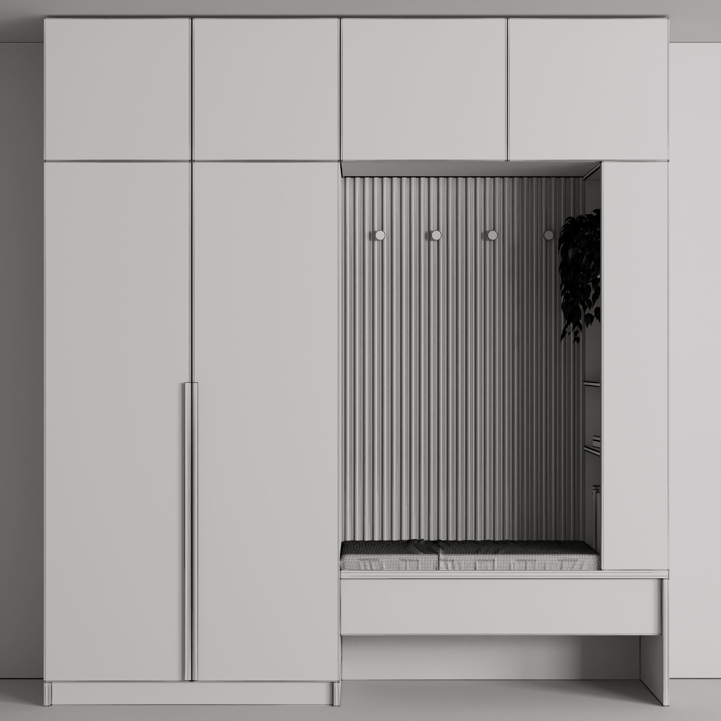 Hallway Furniture set 03 Low-poly 3D model_3