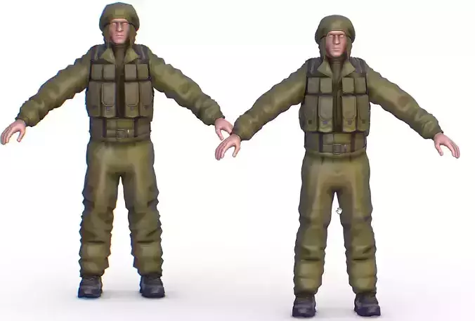 High Poly Subdivision Man Old USSR Soldier
