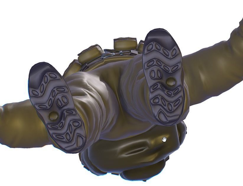 High Poly Subdivision Man Old USSR Soldier Low-poly 3D model_6