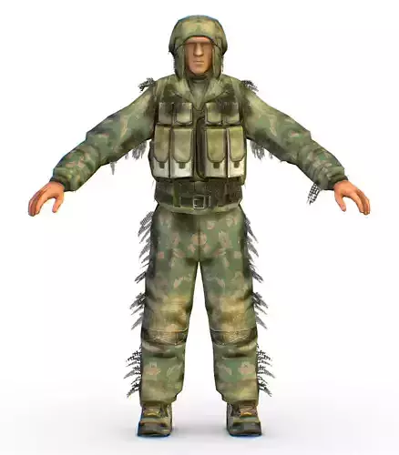 LowPoly Man Old USSR Soldier