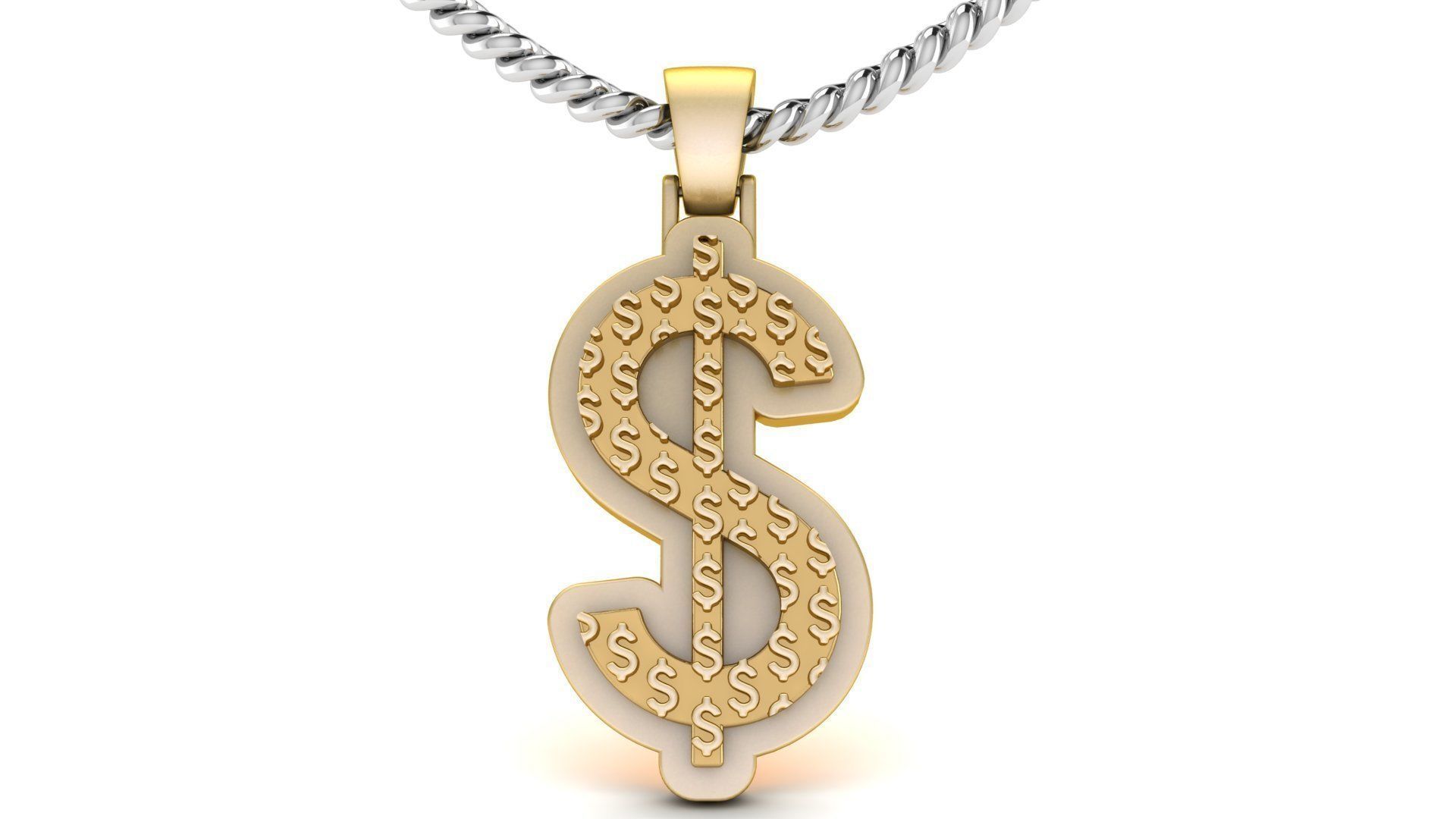 Dollar Plain Gold Pendant 3D print model_3
