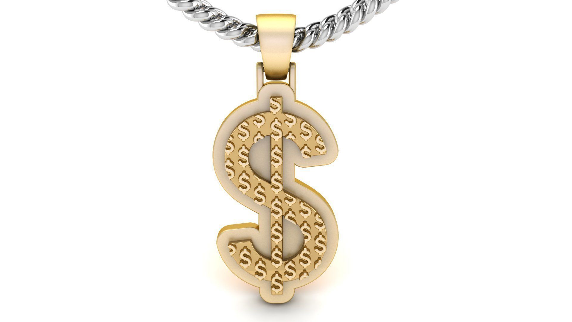 Dollar Plain Gold Pendant 3D print model_2