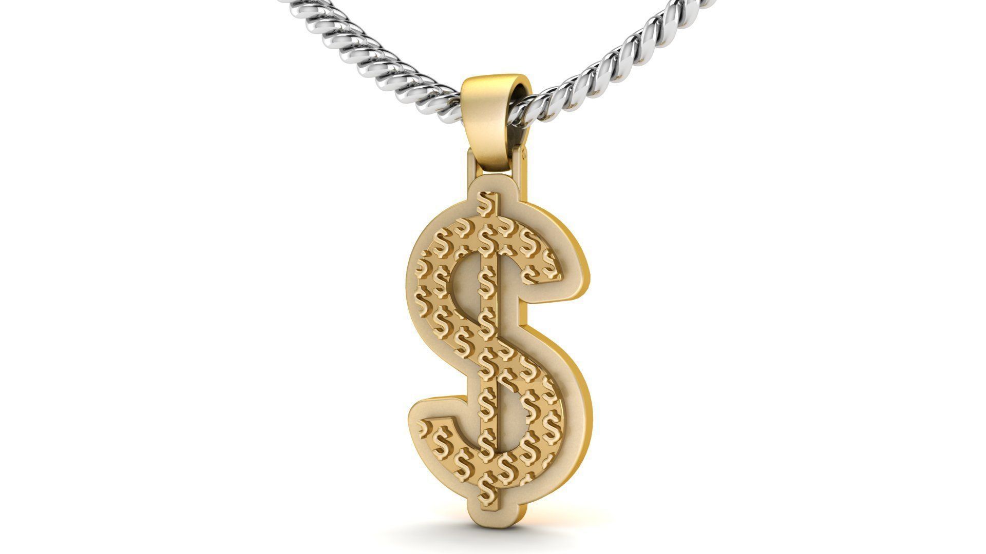 Dollar Plain Gold Pendant 3D print model_1