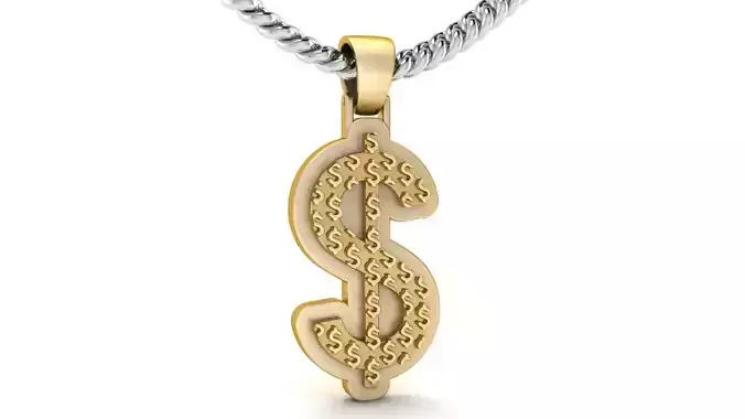 Dollar Plain Gold Pendant 3D print model
