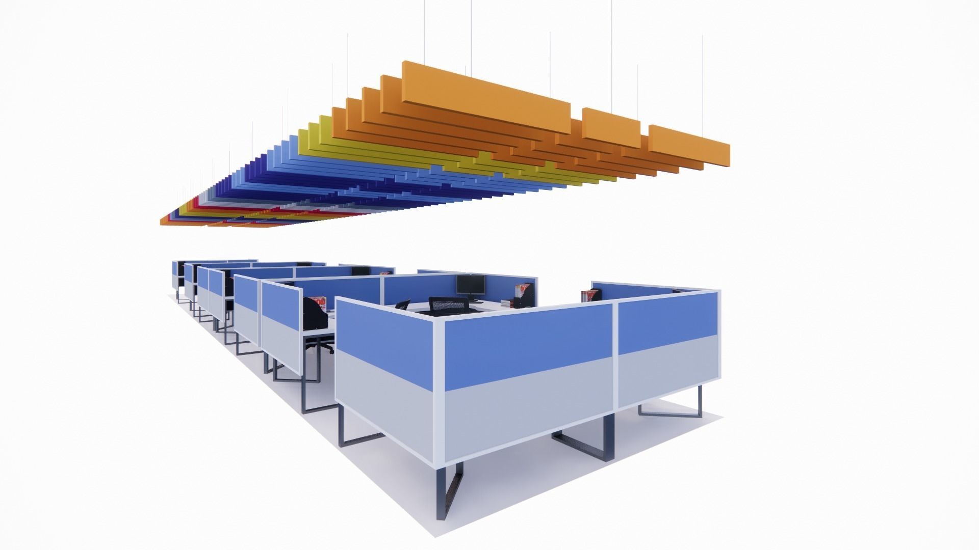 3D model Workstation Cubical Baffle Ceiling VR / AR / lowpoly CGTrader