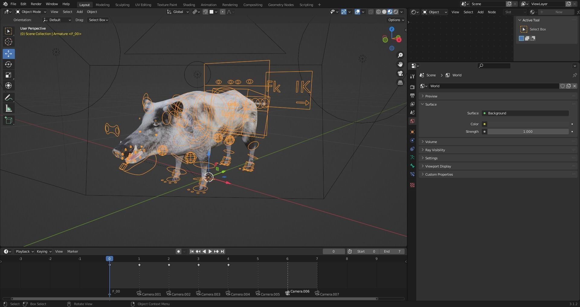 Fur Wild Boar V04 Rigged and Animation Low-poly 3D model_10