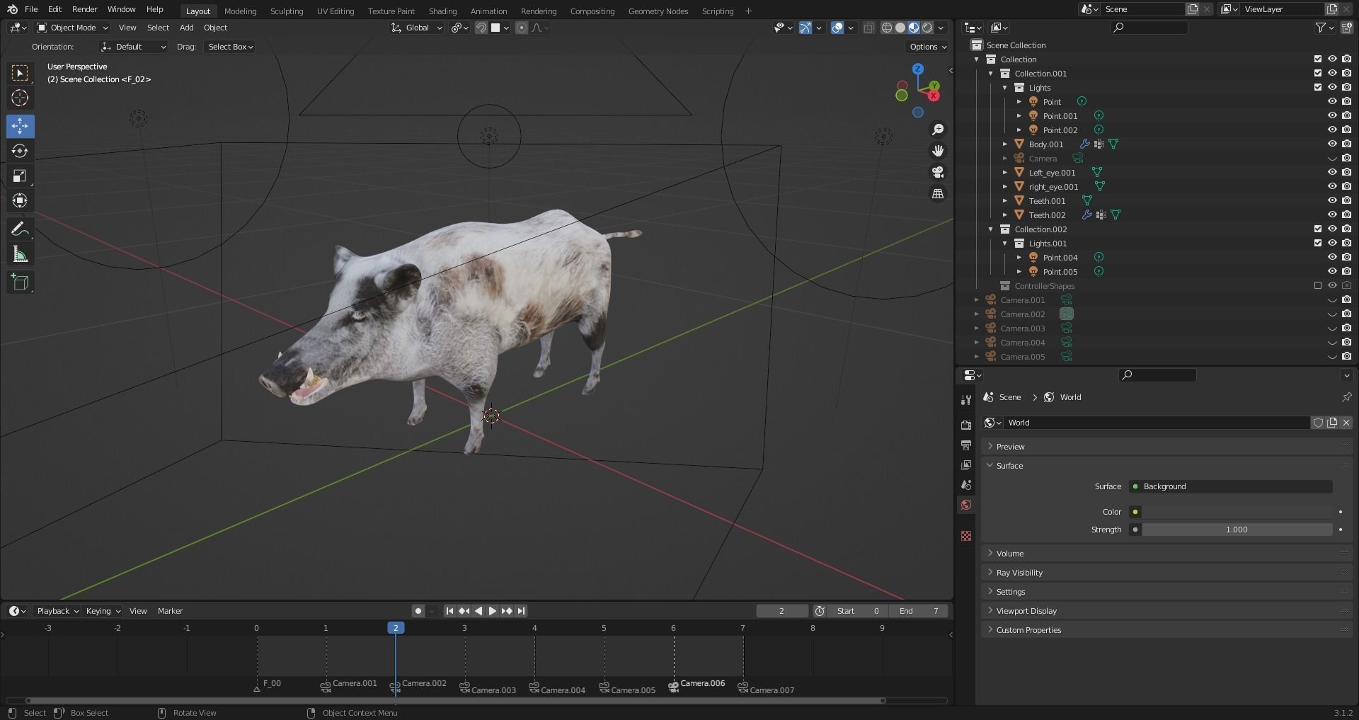 Fur Wild Boar V04 Rigged and Animation Low-poly 3D model_13