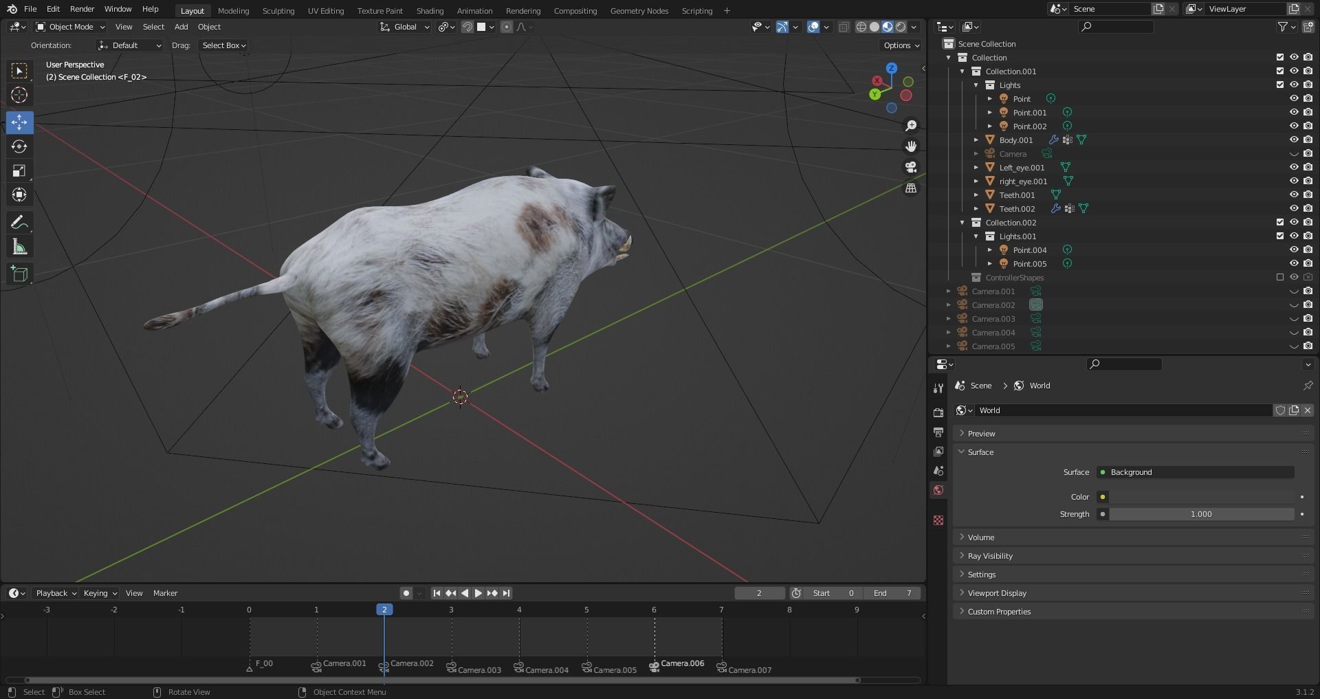 Fur Wild Boar V04 Rigged and Animation Low-poly 3D model_15