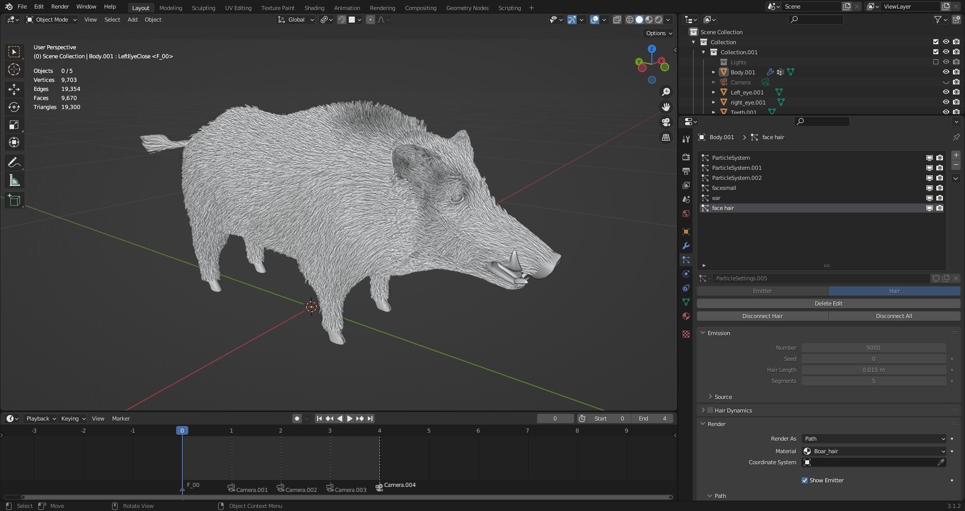 Fur Wild Boar V04 Rigged and Animation Low-poly 3D model_12