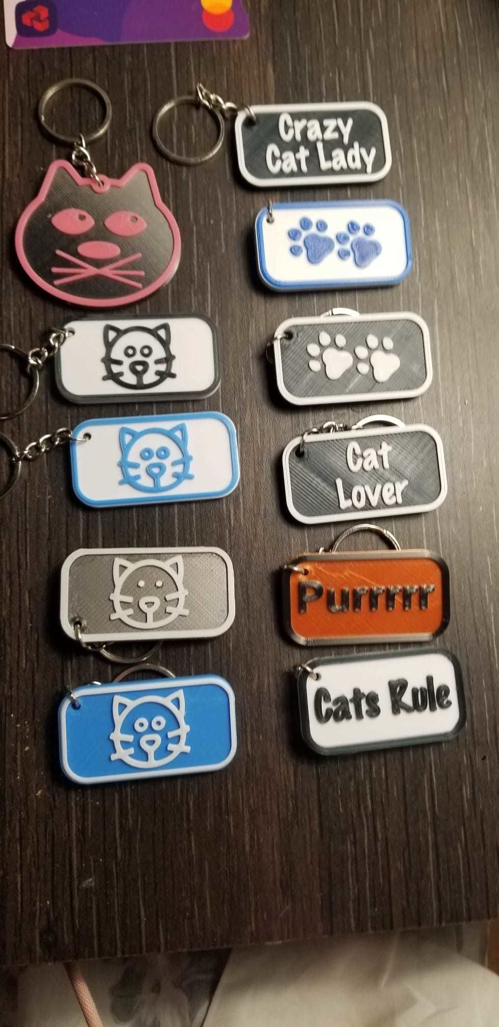 Cat key fobs - in two colour design 3D print model_1