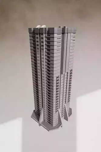 Brutalist style building 3D model