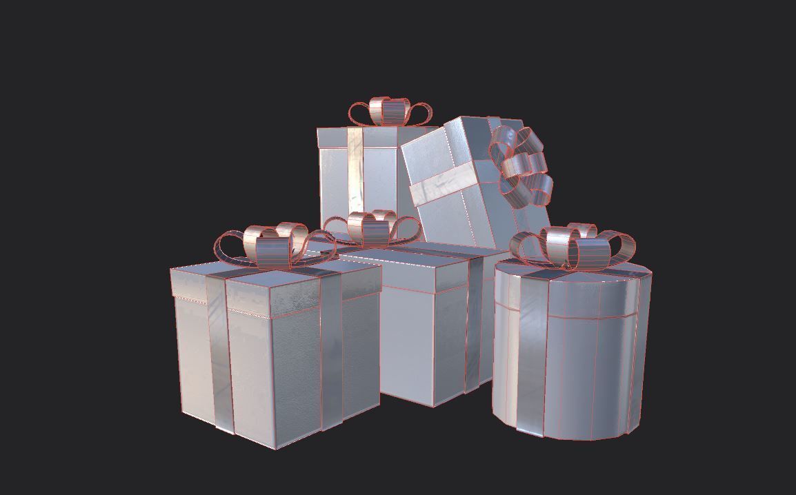 Gift box  Game Ready Low poly 3D Model collection Low-poly 3D model_2