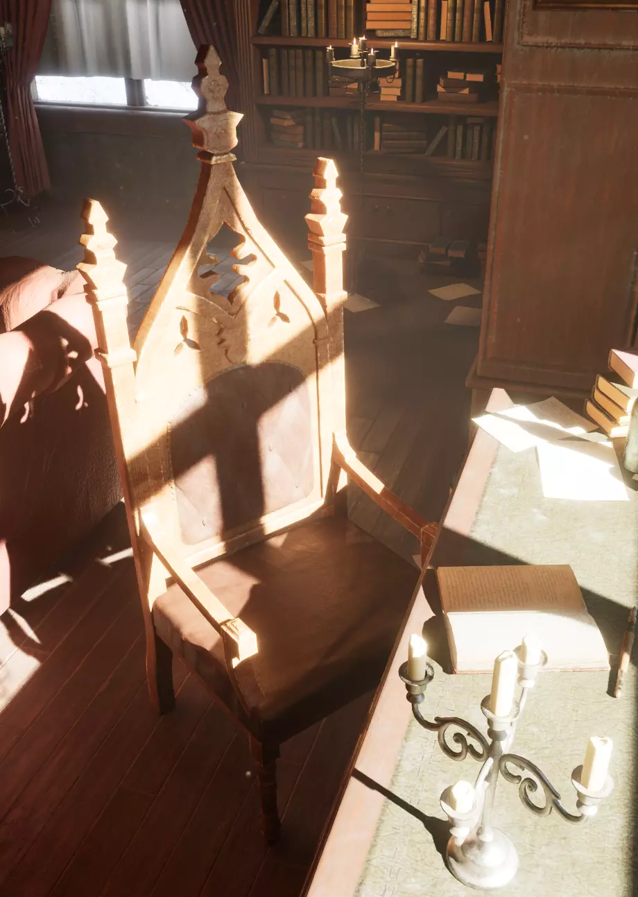 Old desk chair Low-poly 3D model_0