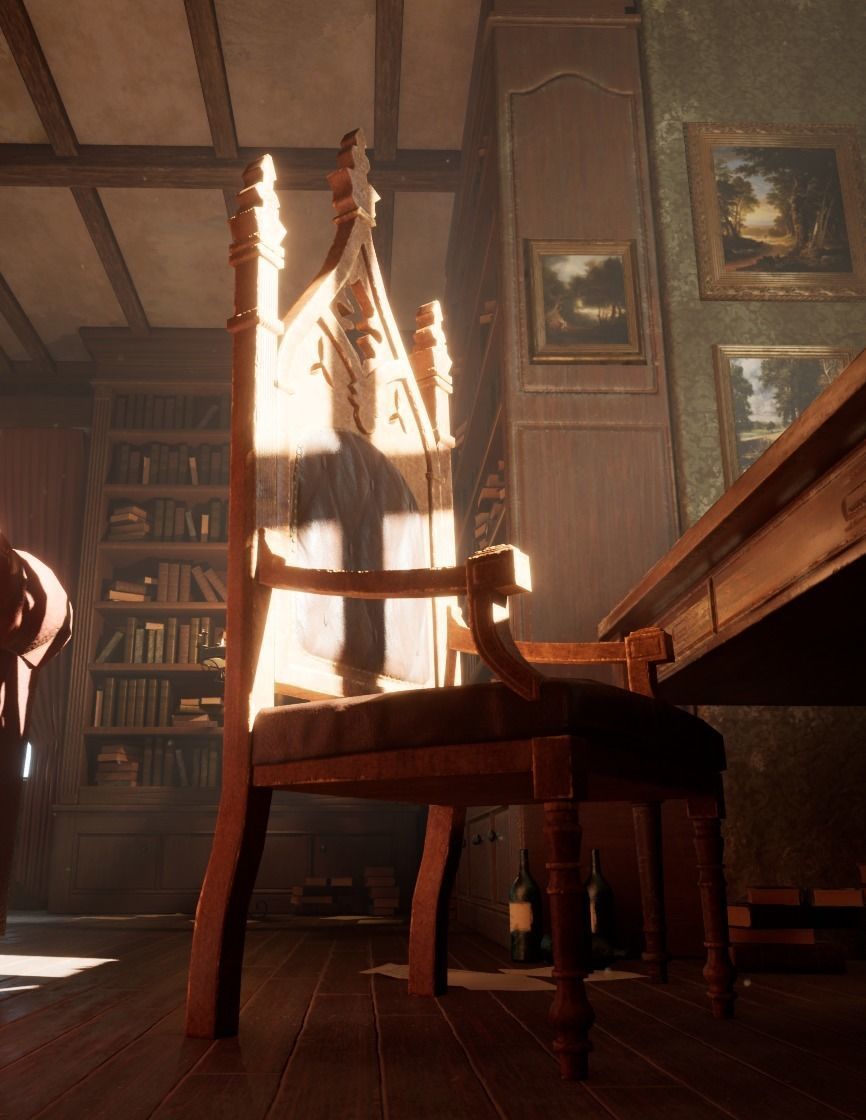 Old desk chair Low-poly 3D model_2