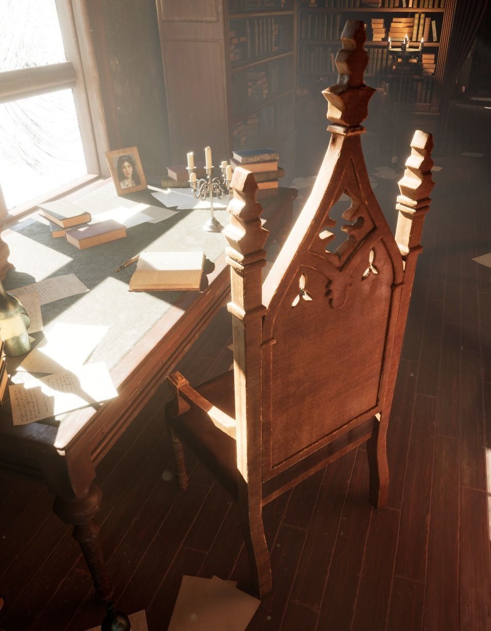 Old desk chair Low-poly 3D model_1