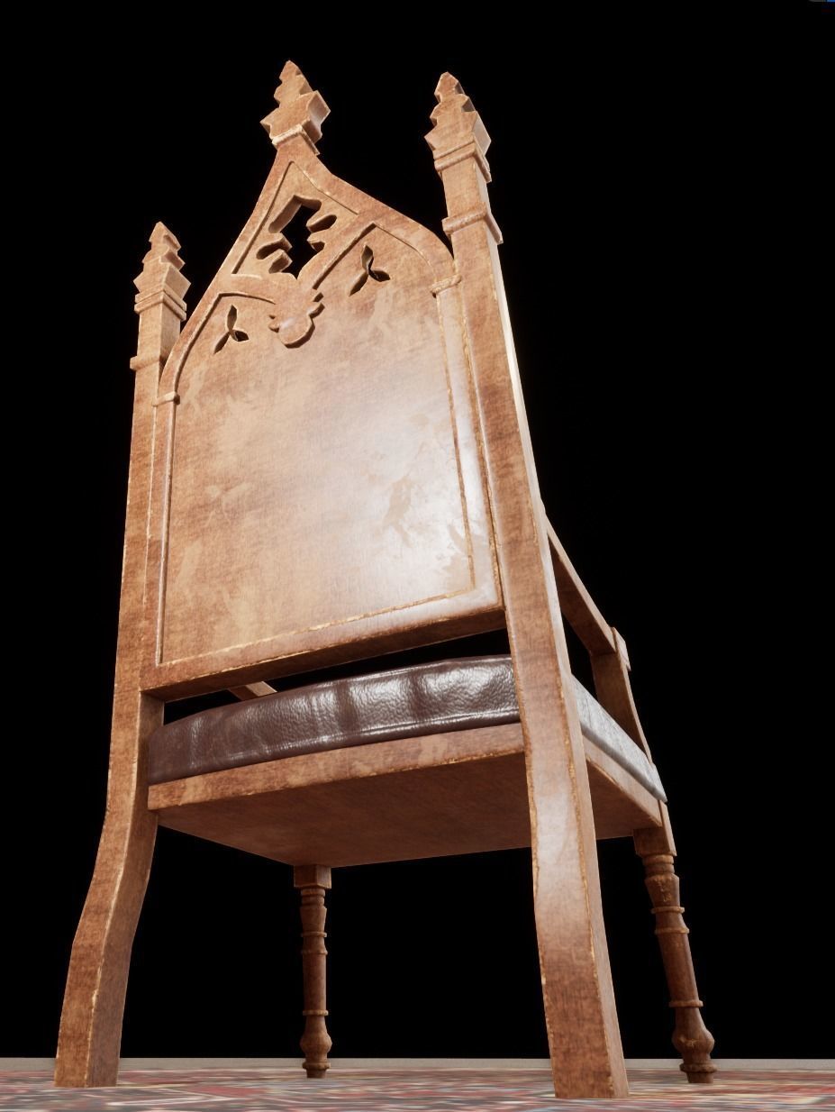 Old desk chair Low-poly 3D model_5