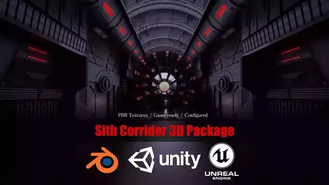 Sci-fi Corrider for Sith Load Game Ready Package  3D model
