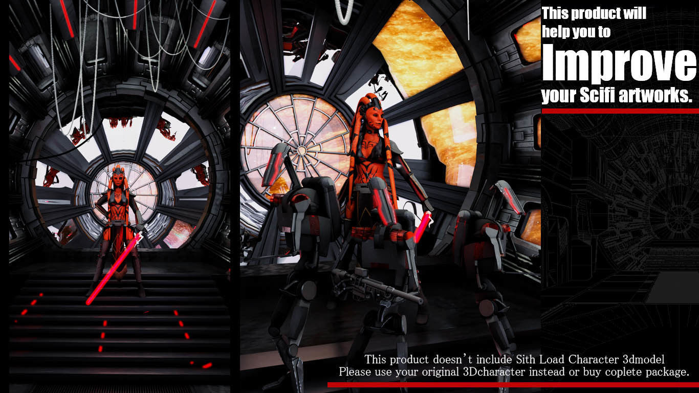 Sci-fi Corrider for Sith Load Game Ready Package  3D model_3
