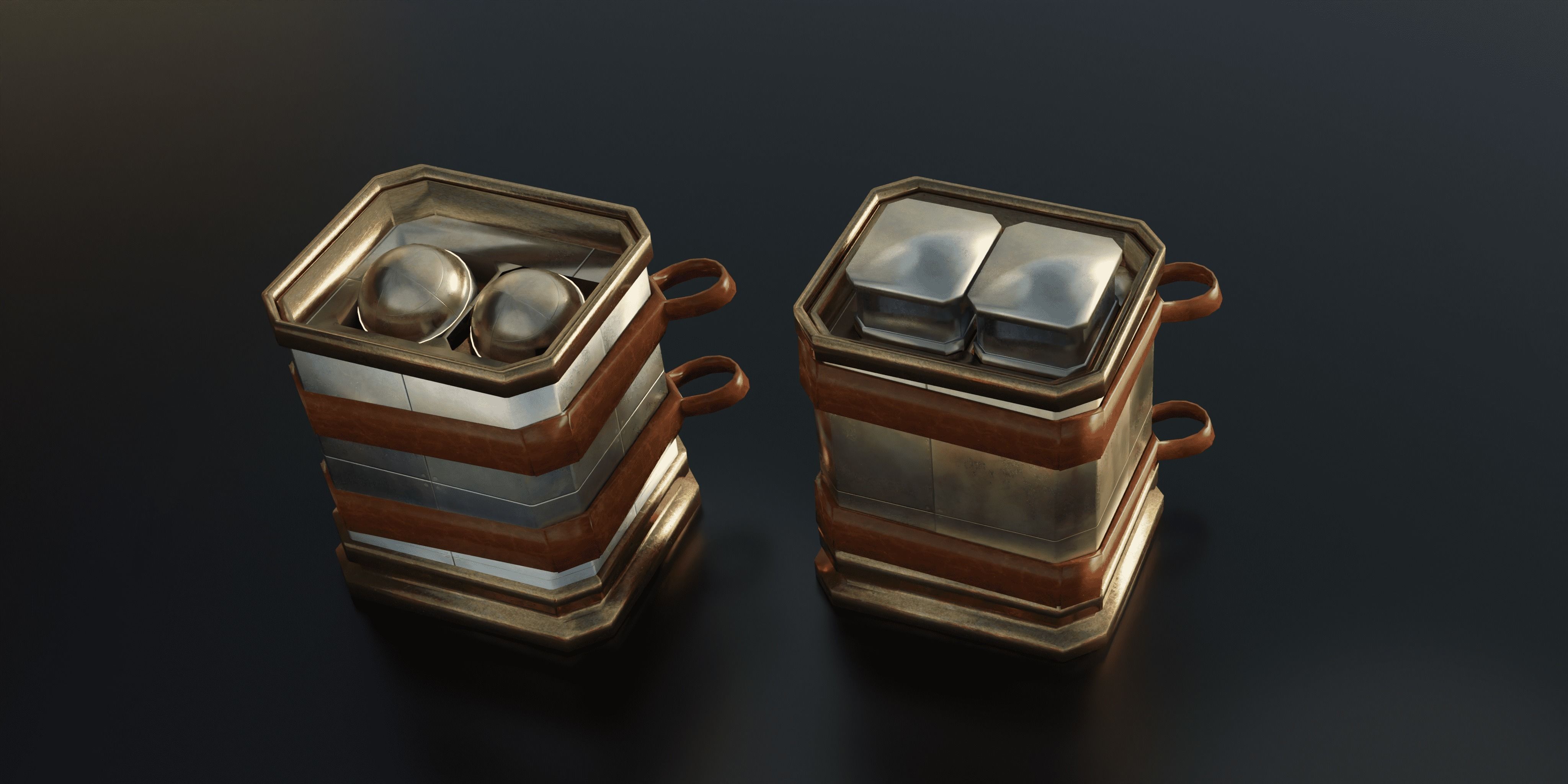 3D model Retro Sci fi blaster grenade ammo box props pack Low poly PBR ...