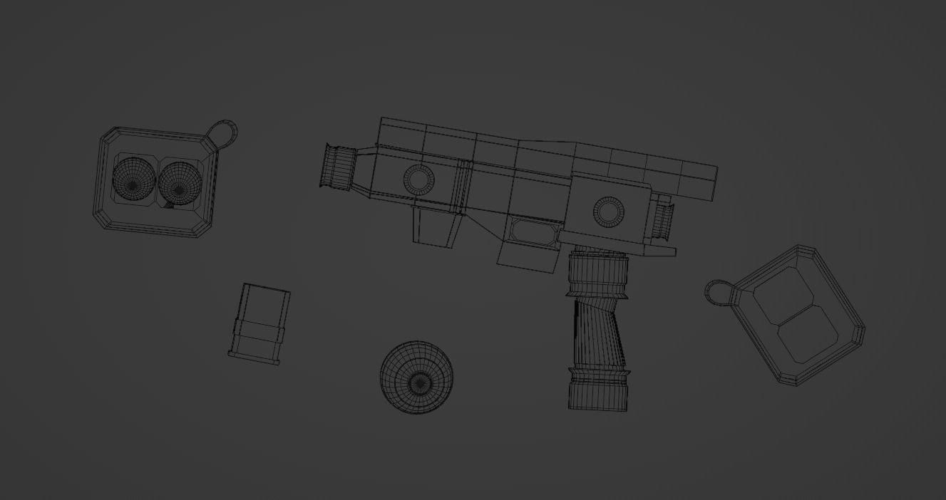 3D model Retro Sci fi blaster grenade ammo box props pack Low poly PBR ...