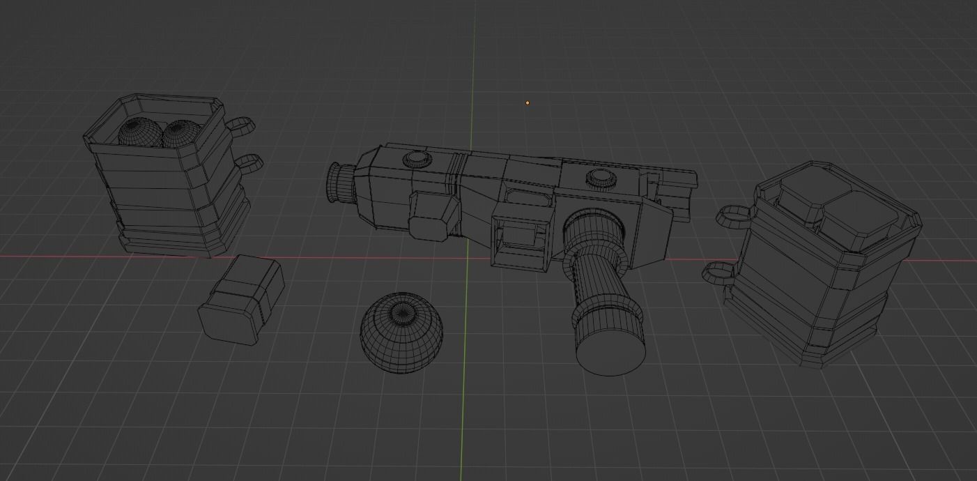 3D model Retro Sci fi blaster grenade ammo box props pack Low poly PBR ...