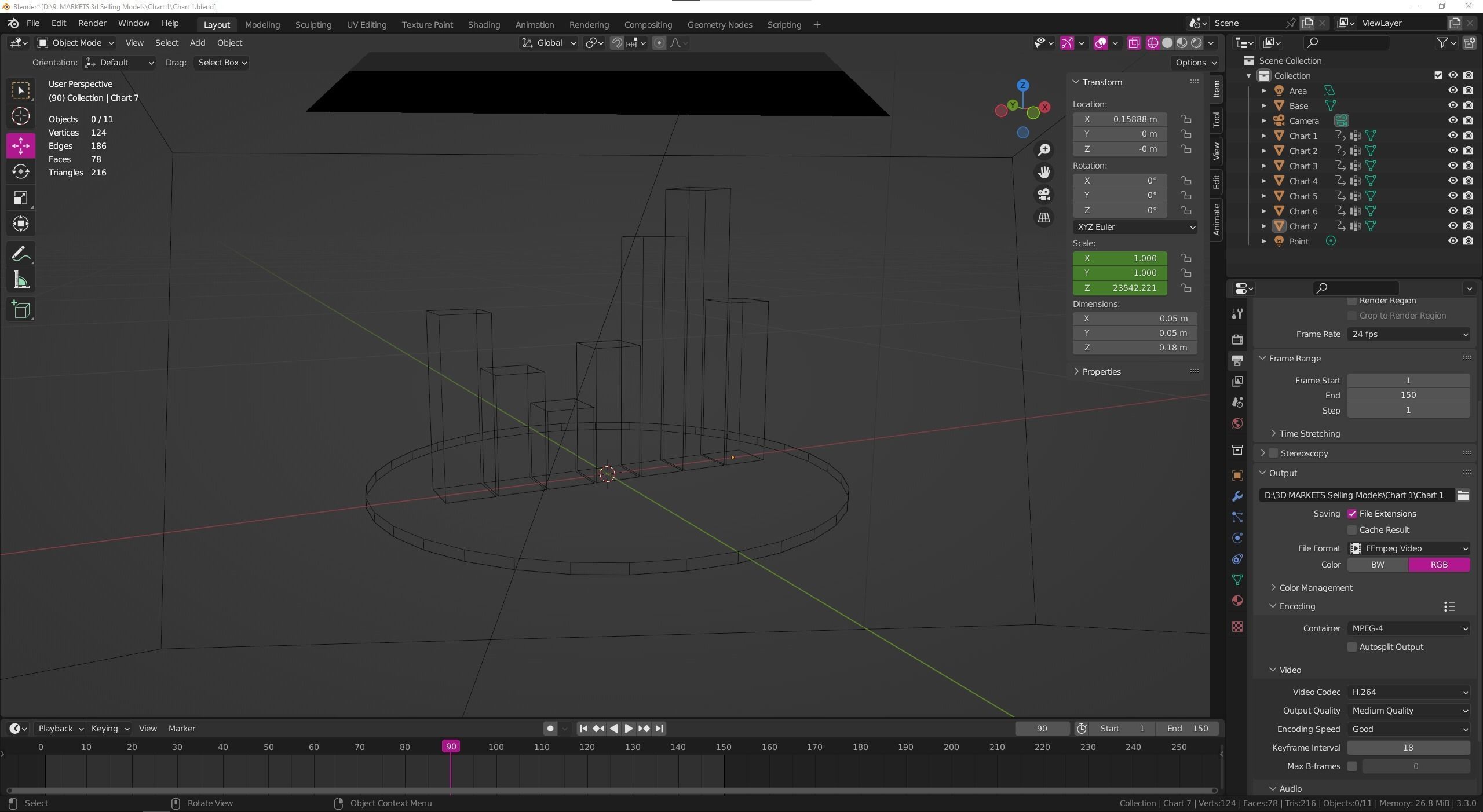 Animated Chart Low-poly 3D model_2