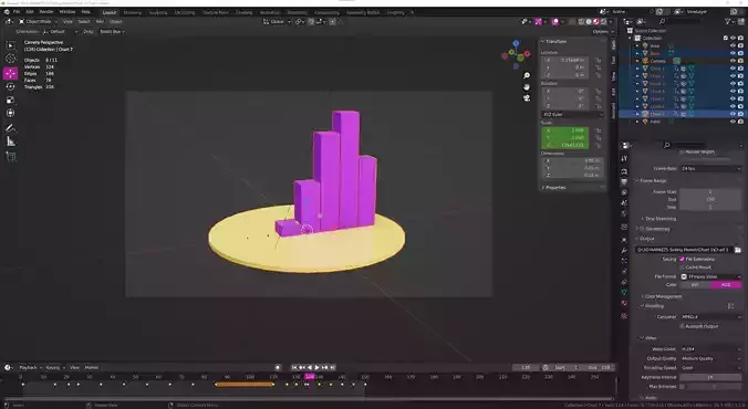 Animated Chart Low-poly 3D model