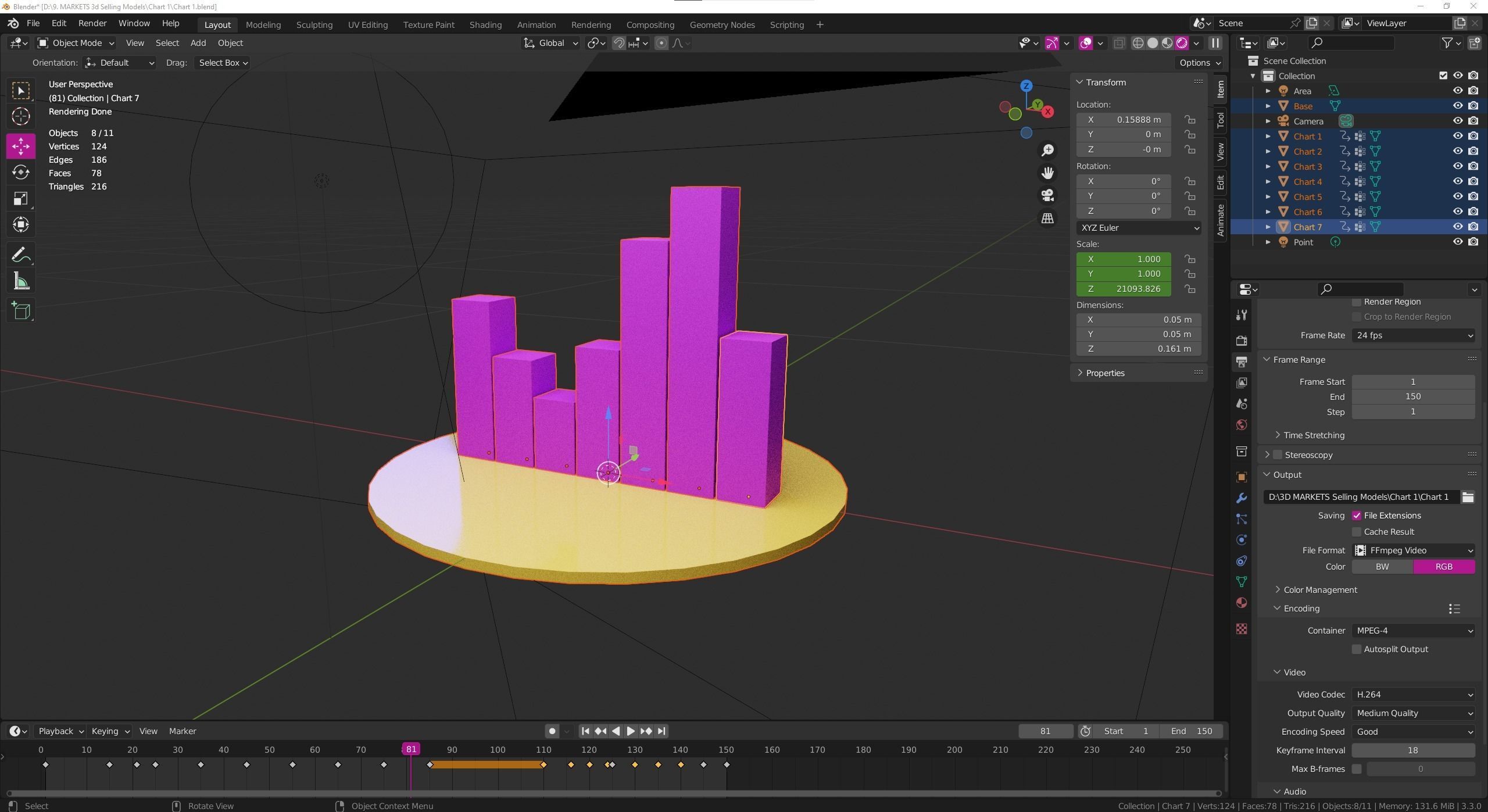 Animated Chart Low-poly 3D model_1