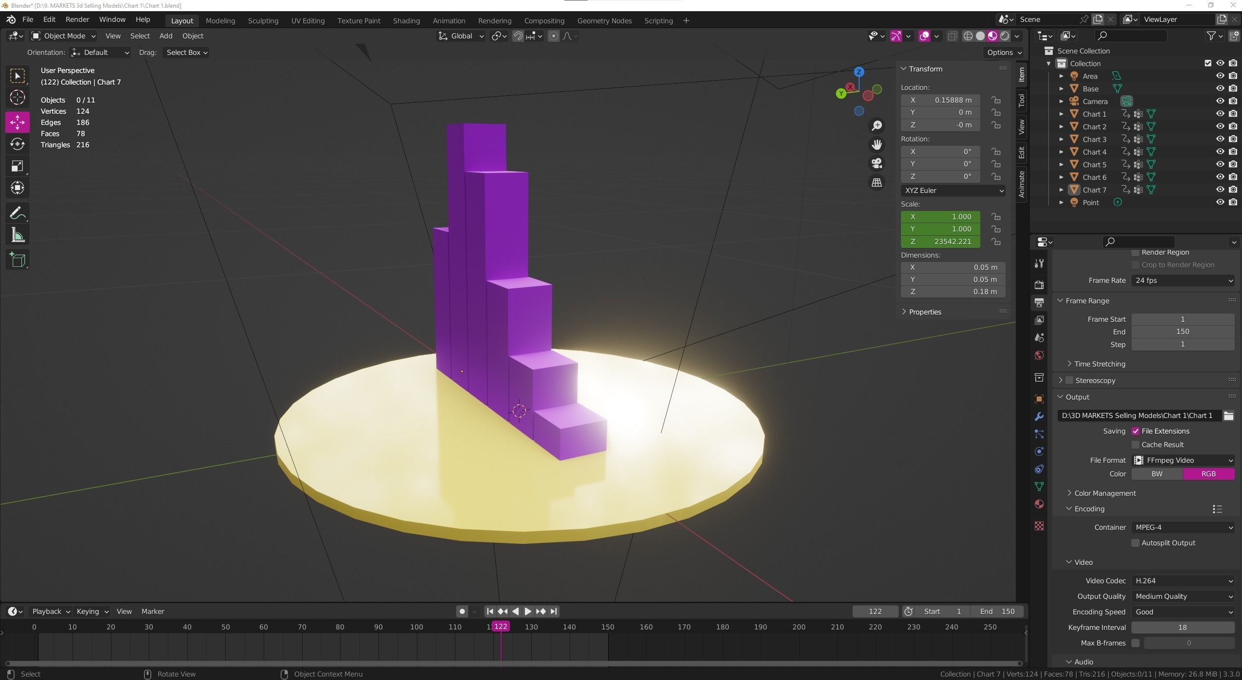 Animated Chart Low-poly 3D model_4