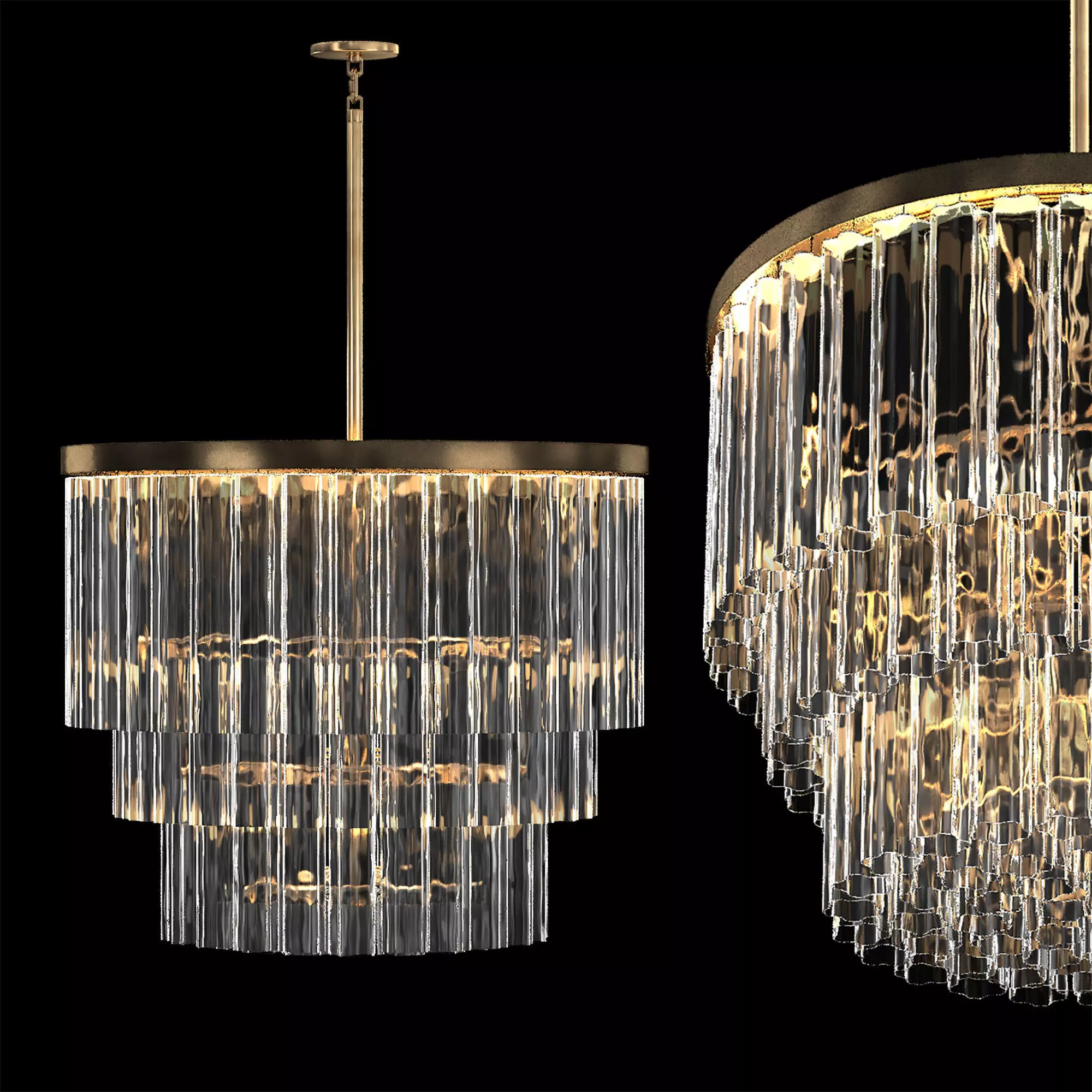 CIELO THREE-TIER ROUND CHANDELIER 48 3D model