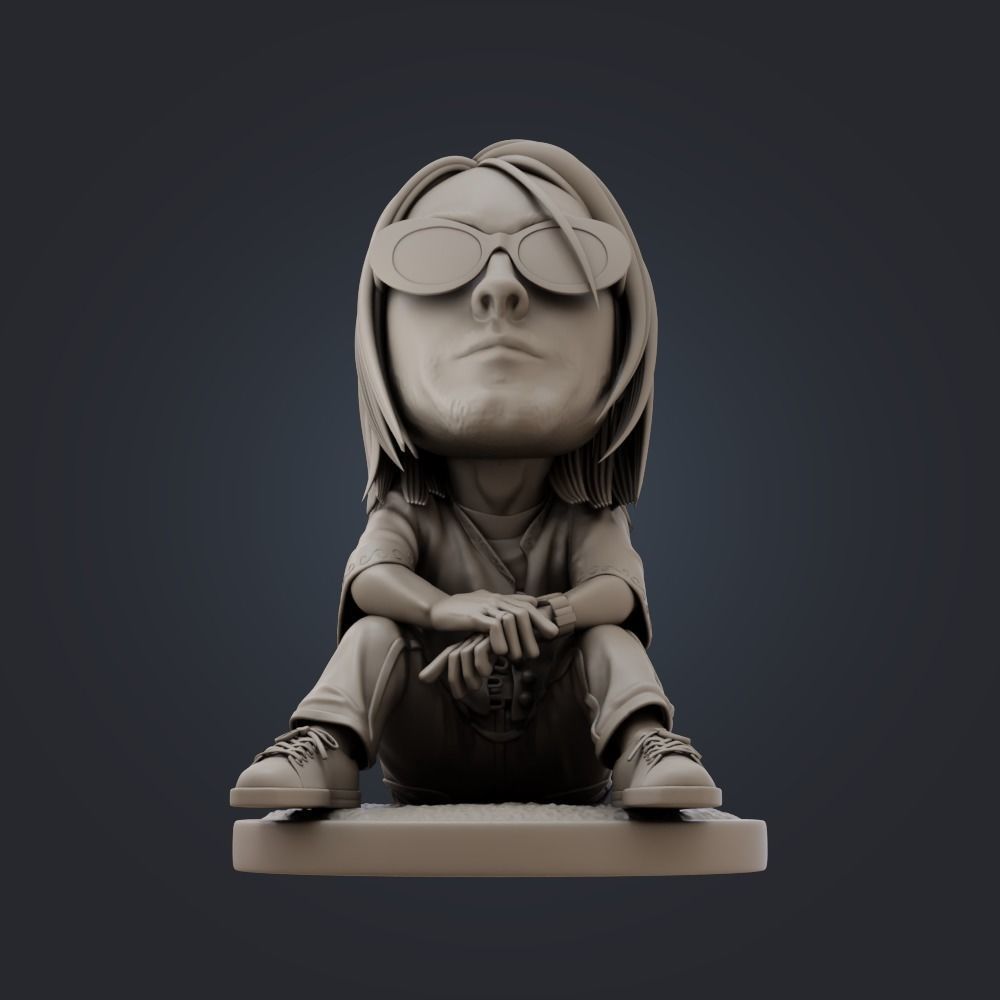 Kurt Cobain - Bighead Style 3D print model 3D model 3D printable | CGTrader