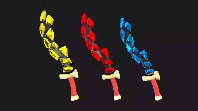 Crystal Khopesh Weapon PBR low-poly game ready