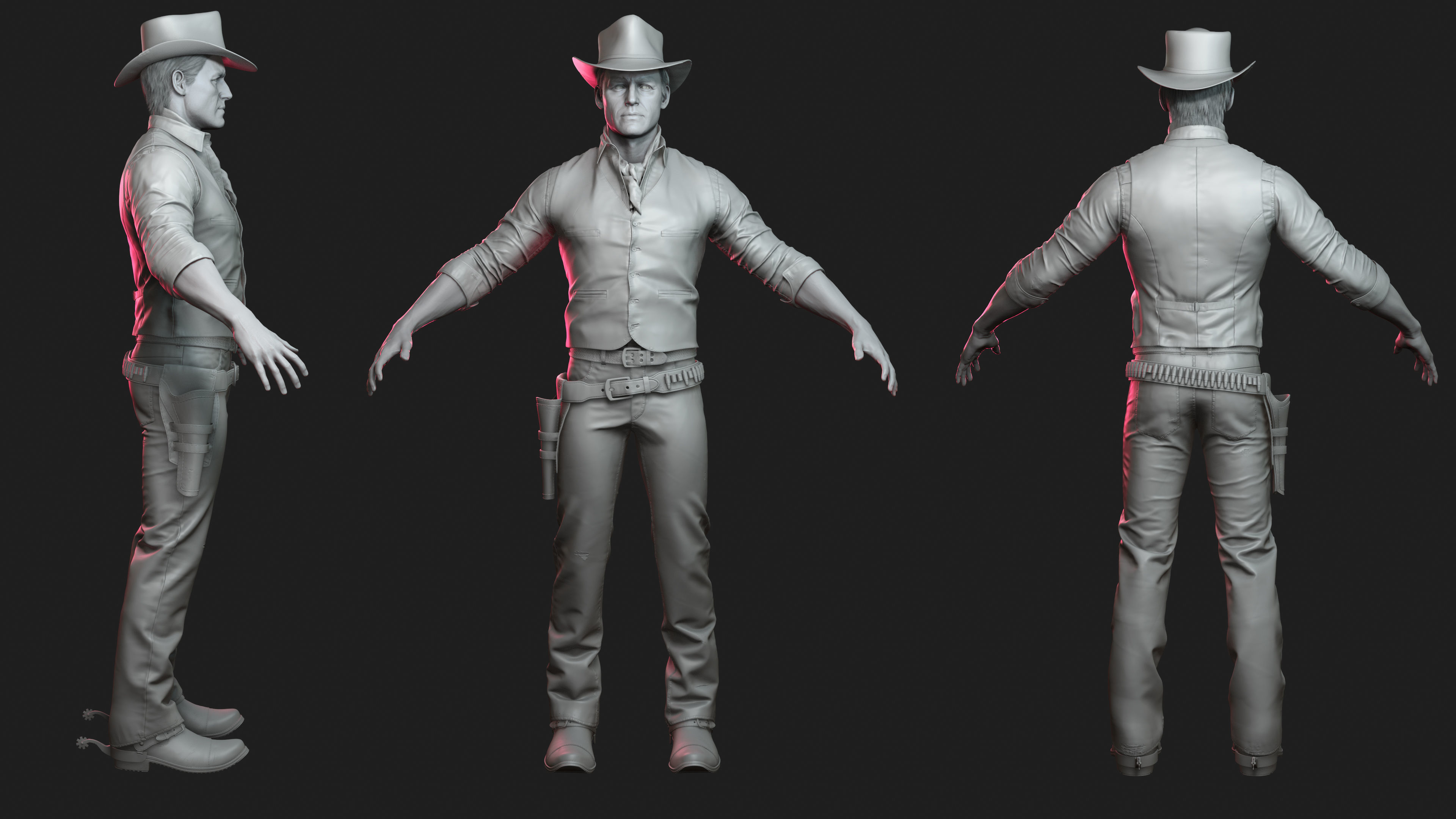 Cowboy Western Wild West Adventure Survival Shooter Character Low-poly 3D model_13