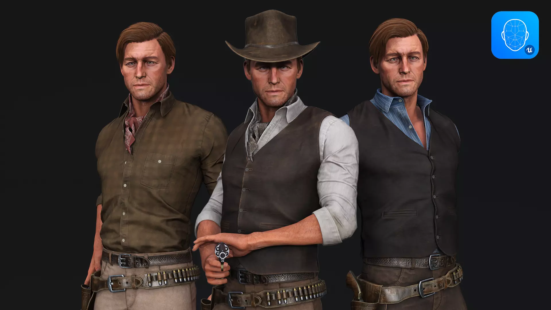 Cowboy Western Wild West Adventure Survival Shooter Character Low-poly 3D model_0