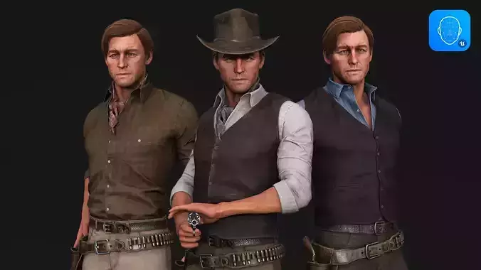 Cowboy Western Wild West Adventure Survival Shooter Character Low-poly 3D model