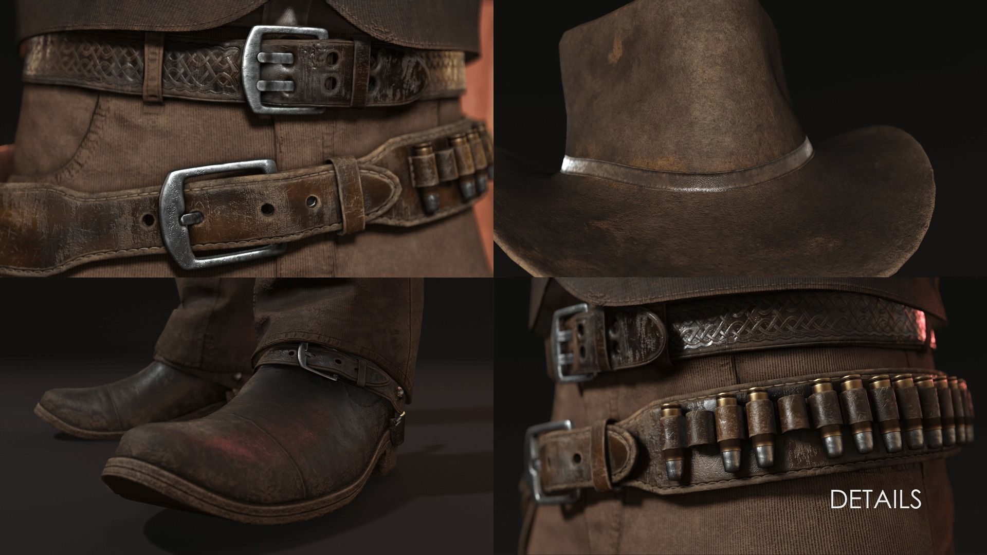 Cowboy Western Wild West Adventure Survival Shooter Character Low-poly 3D model_10